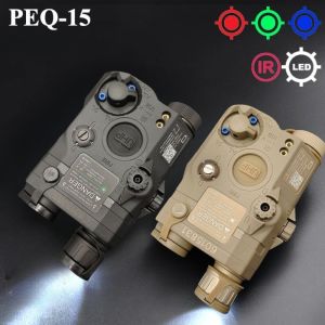 Tactical Airsoft PEQ15 IR Fill Light Red Green Dot Laser Strobe White Flashlight Weapon Scout Light with Dual Control Switch