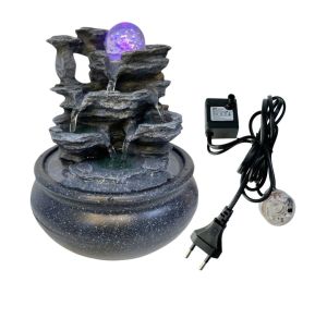 น้ําพุน้ําตกหินเทียม 4 ชั้นพร้อมไฟ LED - เสียงน้ําที่เงียบสงบและผ่อนคลาย - น้ําพุตกแต่ง(สินค้าพร้อมส่ง