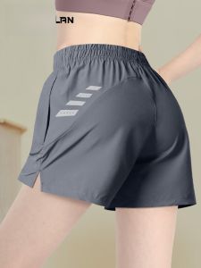 Womens Sport Shorts Summer Thin Large Size Quick Dry Running Fitness Ice Silk Three-quarter Length Badminton Uniform New 2025