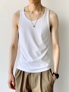 240G Pure Cotton Vest Mens Summer Thin Pure Color Bottoming Vest Undershirt Sports Fitness White Sleeveless T-Shirt Tide