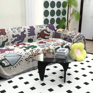 American Keith Haring Graffiti Master Cartoon Illustration Decorative Tapestry Office Leisure Carpet Sofa Cover Cloth