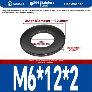 GUWANJI | Blackened 304 Stainless Steel Flat Washers Large Extra Thick Super Thin Wide Round Washer M2-M30