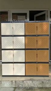 Lemari Plastik 4 Susun Tingkat Jumbo Rak Gantung Baju Pakaian Serbaguna Cermin Kaca Full Kunci Murah Awet Kokoh AQJB