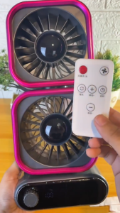 BELLSTAR Dual Cooling Portable Desk Fan 360° Oscillation USB Mini Table Fan Strong Wind LED Display for Office SG Stock