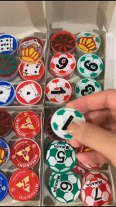 Biji Karambol Super Diameter Besar / Jumbo Semua Motif / Random | koin krambol 2 lapis tebal 5 mm original | 1 set buah kerambol 5mm glossy | coin bola carambol | anak carrom games