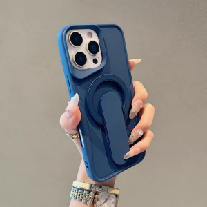 เคสโทรศัพท์แม่เหล็ก Magsafe สีพื้นหรูหรา พร้อมห่วงดึงแบบกด สำหรับ iPhone 16 15 14 13 12 11 Pro Max วัสดุซิลิโคนนิ่ม