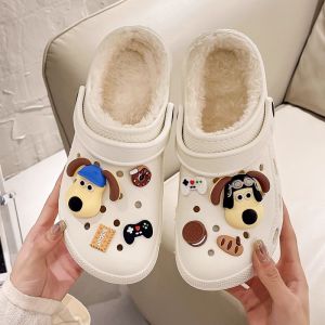 Womens Winter New Style Cotton Slippers Thick Bottom Warm Fleece Lined EVA Anti-Slip Diamond Bear Fashionable Outdoor Wear