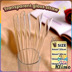 KLIMO Clear Glass Straw Resistant Transparent Glass Straw 20cm Length