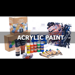 Acrylic Paint Set 48 Colors 59ml 10 Brushes Art Craft Paints Kit Canvas Rocks Wood Fabric Ceramic Non-Toxic Artists DIY