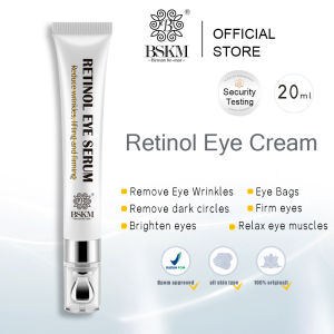 BSKM Retinol Eye Cream for Dark Circle and Eyebag Anti-aging Eye Serum with Massage Head Lighten Fine Lines 20g
