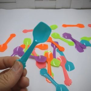 Sendok Jelly Tip Top Warna / Bening anti patah sendok plastik puding kecil sendok es cream isi 100 pcs
