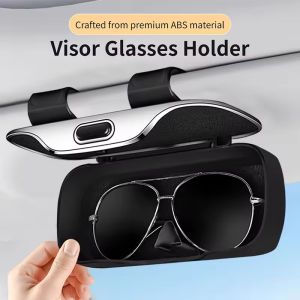 Car Visor Glasses Case Press Switch ABS Flocking Inner Auto Sunglasses Organizer Storage Case Anti-Scratch Eyeglasses Protection Box