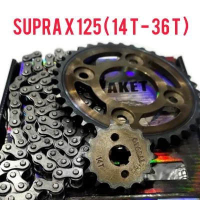 PAKET GIR SET SUPRA X 125 / GEAR PAKET RANTAI SUPRA X125 / GIGI TARIK SUPRA X 125 HELMIN