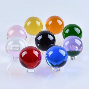 50mm Colors Crystal Ball Photography Props Transparent Glass Smooth Globe Feng Shui Sphere Ornaments Home Tabletop Decoration