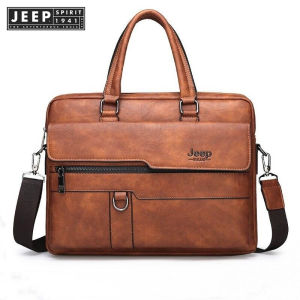 JEEP SPIRIT 1941 ESTD Business Briefcase Leather High Quality Mens Office Bag Casual Suitable for 14 inch Laptop Case2026