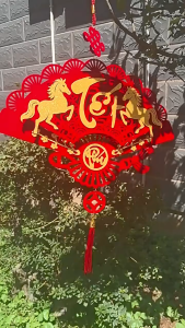 Khánh Nhung Đỏ - Khánh Quạt Liễn Đỏ Treo Tường Nhà Cửa Decor Tết Xưa May Mắn / Dải Liễng Trang Trí Khắc Chữ Siêu Đẹp Mừng Xuân Tài Lộc