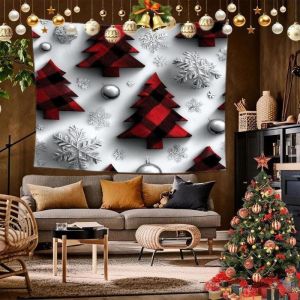 VIKAMA Giáng Sinh Tường Thảm Trang Trí Lễ Hội Ông Già Noel Cây Nấm Holly Thiết Kế Polyester Treo Cho Phòng Ngủ Ký Túc Xá Trang Trí Nhà