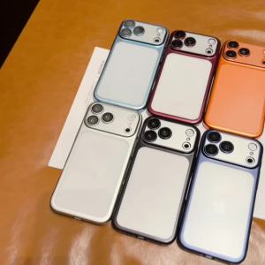 Luxury Hard PC Frosted Matte Phone Case For iPhone 18 17 Air 16 15 14 13 Pro Max Plating Frame Built in Glass Lens Protector