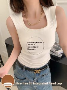 Thin Sleeveless Vest Top Womens Integrated Strapless Tank Top with Chest Pad Spring Summer Fashionable Backless Design