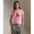 Polo Ralph Lauren Women Pink Pony Cotton Crewneck Tee. 