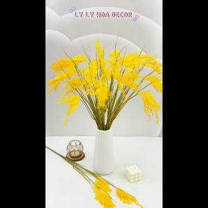 Cành Lúa 3 Nhánh dài 95cm lúa giả decor trang trí cửa hàng quán ăn. Hoa Lụa Decor