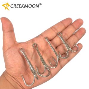10pcs 4X Strengthen Fishing Brabed Hooks for Big Sea Fish Game Treble Hooks Artificial Bait Fishhooks Size 6/0# 7/0# 8/0# 10/0#