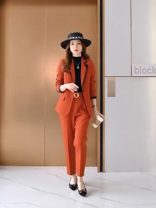 Fashionable and Temperament Korean Version Business Professional Long Sleeve Suit New Autumn/Winter Long Sleeve Suit Set for Women