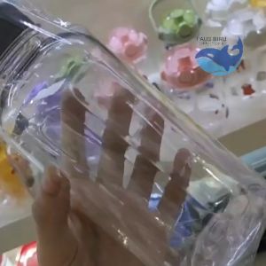 Paus Biru - Botol Minum 500ml Aesthetic Portable Tempat Minum Sport Bening BPA Free