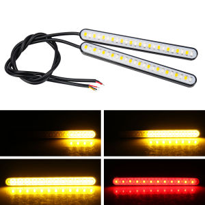 KEVANLY | 2X 24SMD Motorcycle LED Light Strip Universal Flowing Turn Signal Light Brake Stop Taillight Rear License Plate Warning Indicato