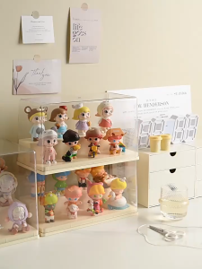 2/3Tier Toy Display Storage Box Clear Dustproof Mini doll Display Box Figure Blind Box Organizer