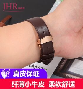 Genuine Leather Watch Band Mens and Womens Ultra-Thin Soft Leather Belt Fit DW King Longines EBOHR CK Amani Casio