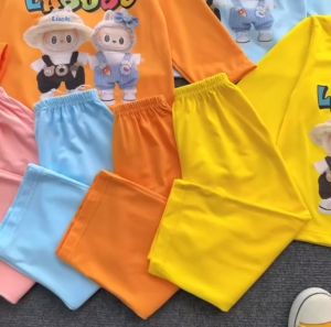 Bộ dài tay thu đông cho bé trai bé gái hình in labubu cho bé từ 6kg-30kg.DT