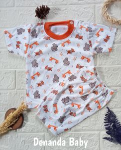 Baju Bayi Setelan Lengan Pendek RANDOM - Kaos Oblong Anak usia 3-18 bln - Denanda Baby
