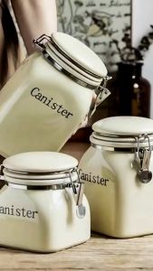 โหลเซรามิค ceramic jar 100ml./1500ml.กระปุกเก็บอาหารแห้ง มีที่ล็อก🧴พร้อมส่ง