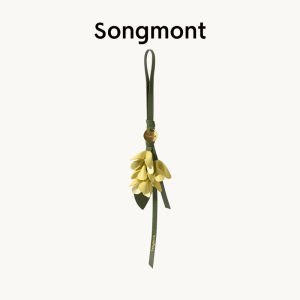 Songmont Osmanthus Flower Bag Charm Leather Handmade  2025 New Olive Green Pale Yellow Gold Metal Plate Chinese Style Decor
