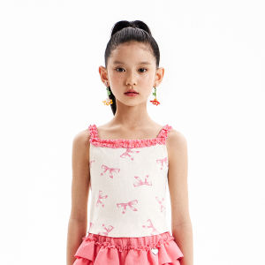 LOVESASAKIDS | Sweet & Cool Printed Bowtie Wooden Ear Style Tank Top