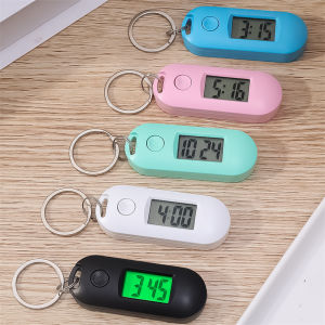 Silent Luminous Mini Portable Key Chain Digital Electronic Clock Student Exam Study Library Pocket Watch Green Backlight LCD Display