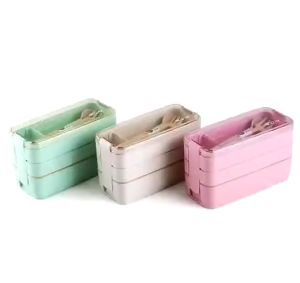 Kotak Makan Bento Lunch Box set 3 Tingkat Penyimpanan BPA Free 900ml