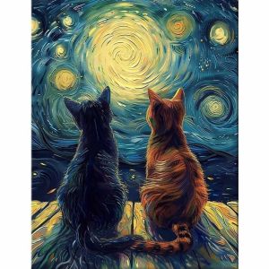 Oil Painting By Numbers Kit Two Cats Pictures By Numbers Home Decor Holiday Gifts Birthday Gifts