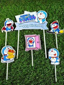 Topper cake Doraemon happy birthday hiasan kue ulang tahun