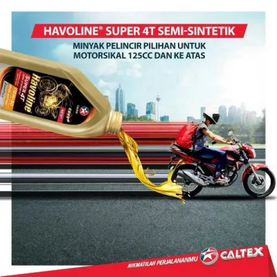CALTEX HAVOLINE ENGINE OIL MINYAK ENJIN SUPER SCOOTER 4T SEMI SYNTHETIC 15W-50 / 10W-40 MOTORCYCLE OIL (1L)