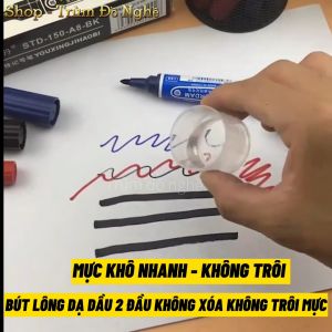 10 Bút lông dạ dầu 2 đầu Marker cao cấp viết được gần 400m xanh đỏ đen không trôi màu không xóa được viết kính gạch gỗ nhựa sắt nilong vải đánh dấu vạch viết ghi chú thùng carton