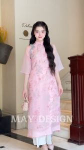 Áo Dài Cách Tân Nữ Dáng Suông Tơ Thêu Thủy Mạc 4 Tà Phối Nơ Trẻ Trung Duyên Dáng (MD36) - Áo Dài Nhà Mây