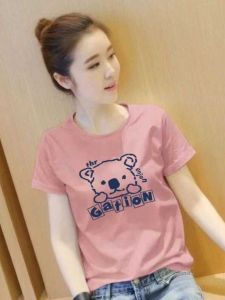 Pure Cotton Printed Short Sleeve T-shirt for Women Loose Fit Casual Style Crewneck Summer Fashion Interior Matching Tops