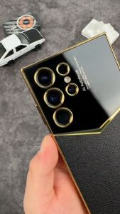 GKK Electroplated Samsung S23 Ultra - S23 Plus - S23 Premium Leather V Softshell High Quality Case
