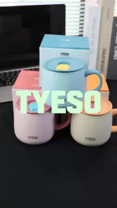 TYESO 355ml Office Mug Vacuum Insulated Ceramic Cute Coffee Mug Hot & Cold