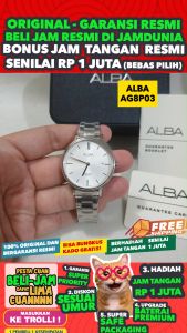 ALBA ORIGINAL - ALBA AG8P03 X1 ALBA AG8P03X1 Women LA - Silver - Stainless Steel - Diameter 3.6CM- Water Resist 50 Meter - Jamdunia / Jam dunia JD18