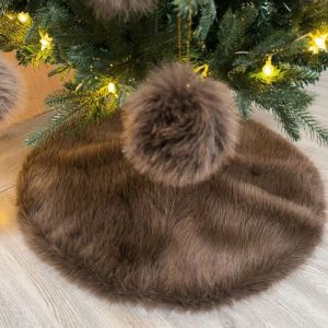 25 New Dark Brown Long Hair Toka Christmas Tree Skirt Christmas Floor Mat Christmas Accessories Available in Multiple Colors