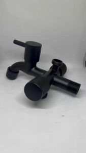 New Kran cabang 3 lubang stainless hitam 1058- keran air shower toilet mandi closet sambungan 1/2 inci black