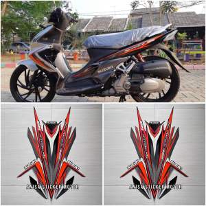 Stiker Striping Lis Les Body Suzuki Skywave 125 2008 2009 Hitam Silver